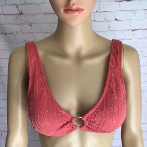 California Waves Coral Floral Bralette Bikini Top - Size Medium